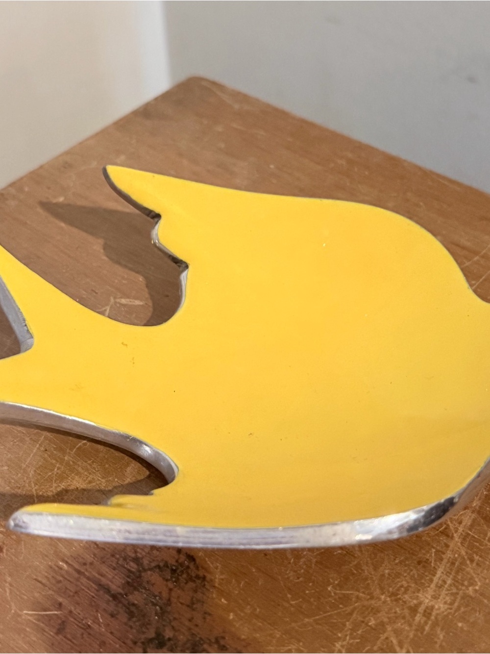 Lunares San Francisco Yellow Bird Trinket Dish Enameled Aluminum Dove Candy Bowl